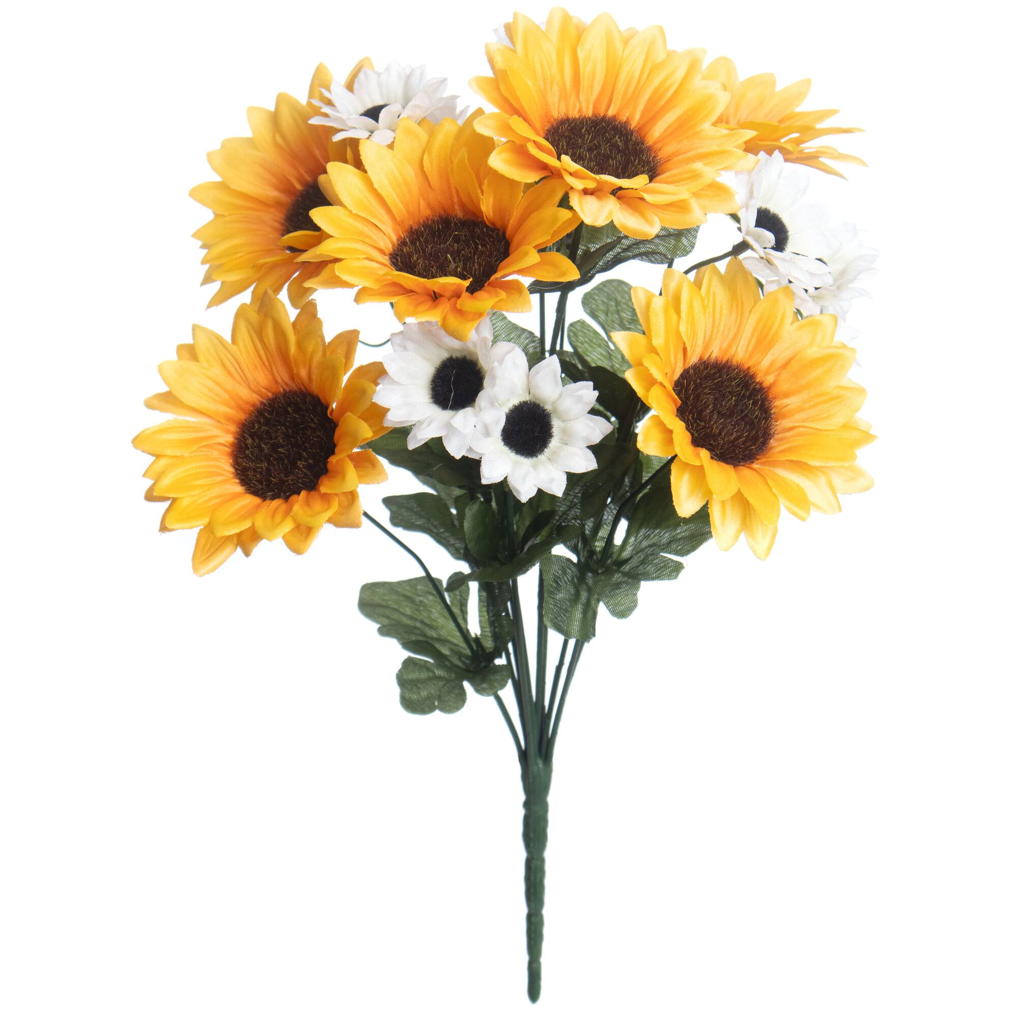 14" Yellow & White Sunflower Bush by Ashland®